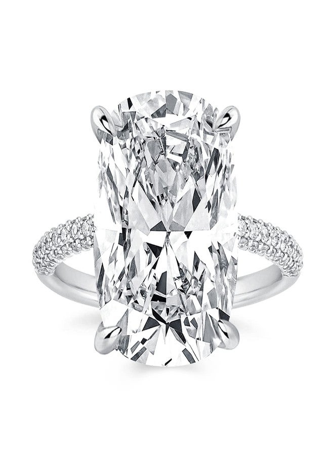 RODIFFY 4CT/7CT Elongated Cushion Cut Engagement Ring for Women, S925 Silver 5A Grade Cubic Zirconia Promise Rings (Silver(7CT), 5.5) - Image 1
