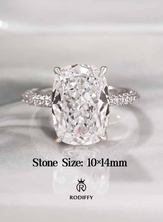 RODIFFY 4CT/7CT Elongated Cushion Cut Engagement Ring for Women, S925 Silver 5A Grade Cubic Zirconia Promise Rings (Silver(7CT), 5.5) - Image 2