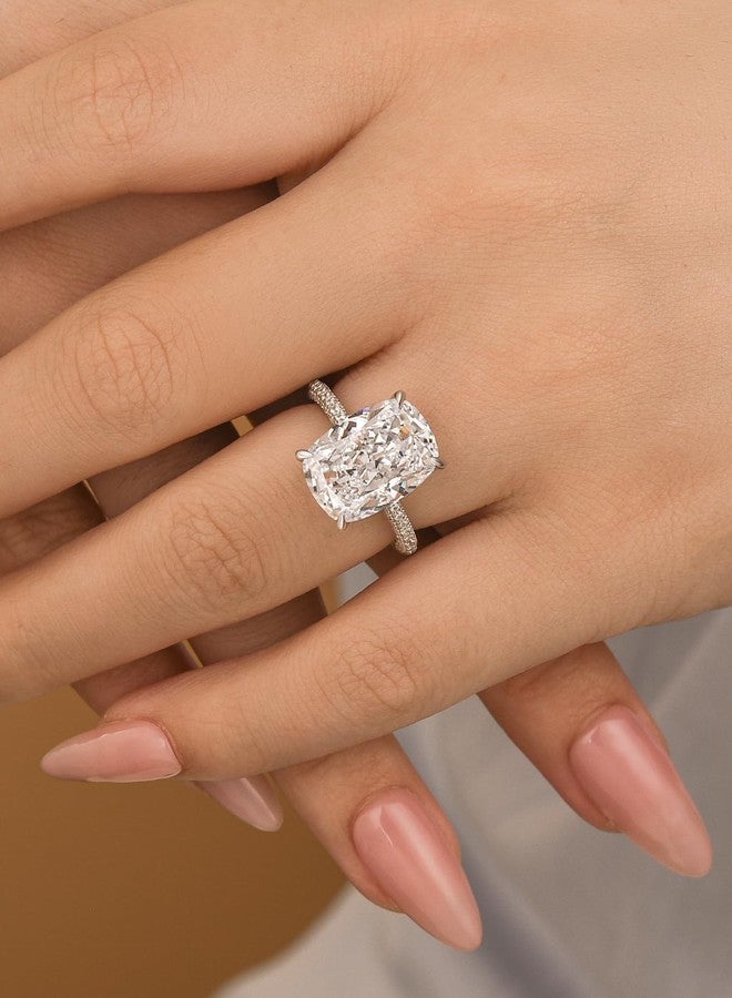 RODIFFY 4CT/7CT Elongated Cushion Cut Engagement Ring for Women, S925 Silver 5A Grade Cubic Zirconia Promise Rings (Silver(7CT), 5.5) - Image 4