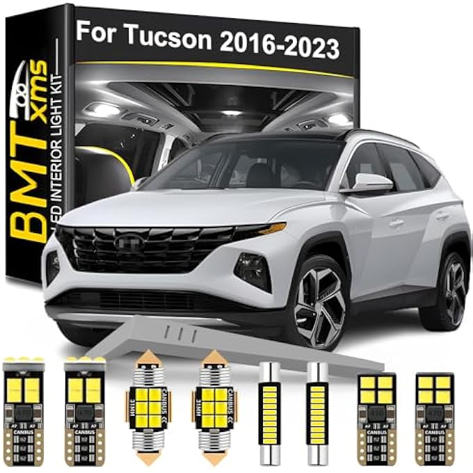 BMT xms طقم إضاءة داخلية LED مكون من 12 قطعة بديلة لسيارة هيونداي توسان Tl Nx4 2016-2023، مصابيح بيضاء باردة 6000 كلفن - Image 1