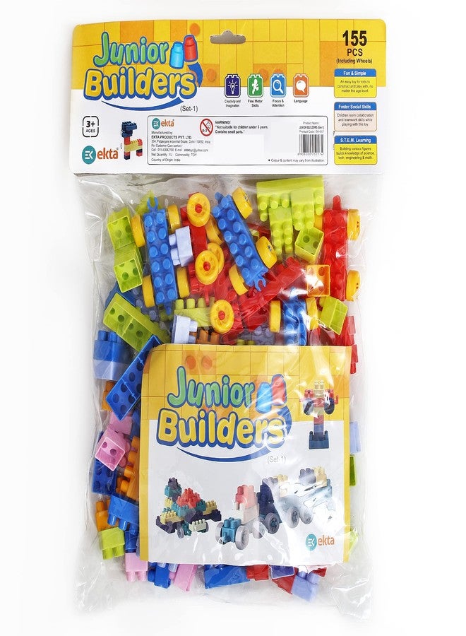 Ekta Junior Builders Building Blocks Set-1, Building Blocks for Kids, Block Game for Kids - 155 Pieces - Image 4