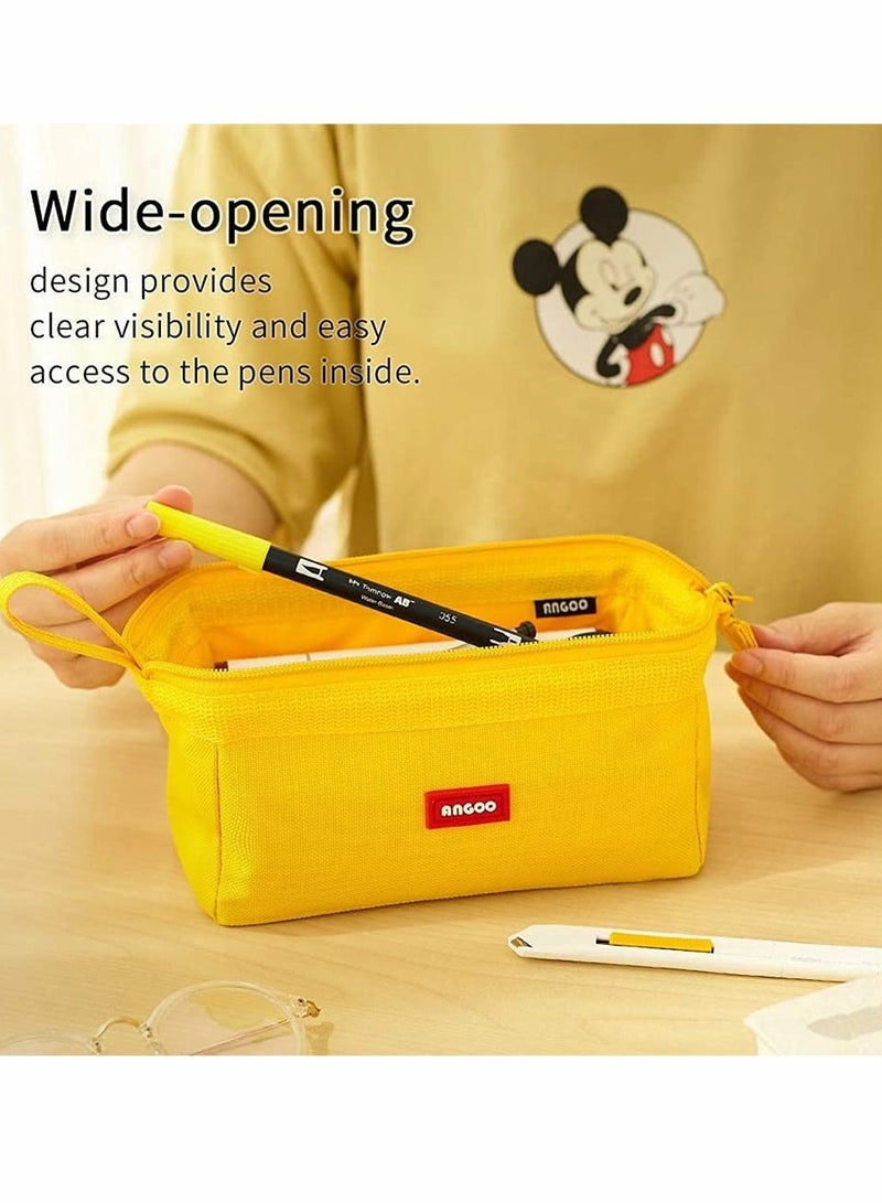 Spacious & Sturdy Yellow Pencil Case with Comfortable Grip - Ideal Organizer for School, Office, & Makeup, Perfect for Teens & Adults - Image 5