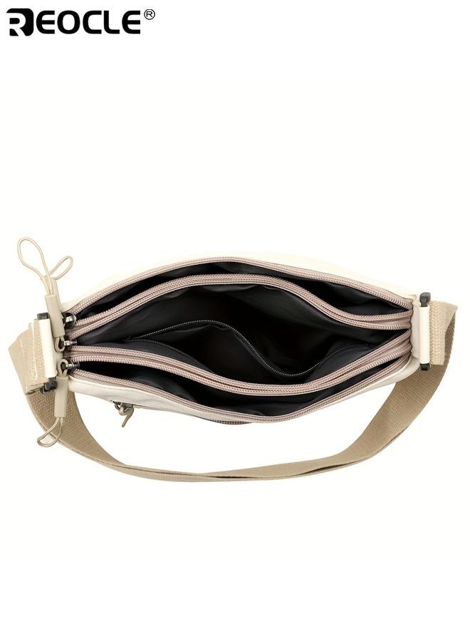 REOCLE Women's Canvas Crossbody Bag with 6 Pocket Design and Adjustable Strap Small Shoulder Purse with Phone compartment for Casual Travel Use - Image 4