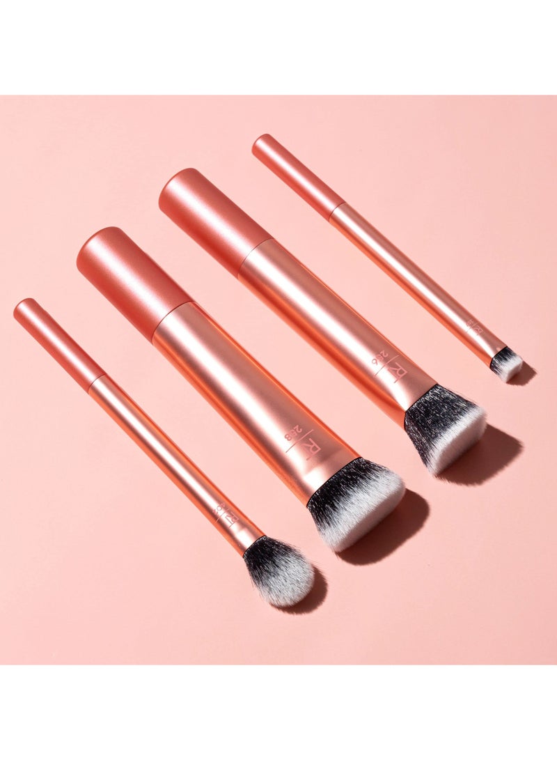 SOLARAE 4-Piece Face Makeup Brush Set with Synthetic Bristles for Blending & Buffing Concealer, Foundation, & Contour; Compatible with Liquid, Cream & Powder Products. - Image 3