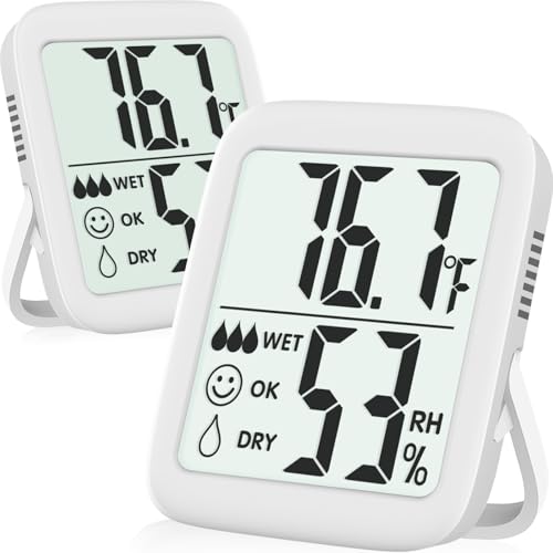 Antonki 2 Pack Room Thermometer for Home Indoor Hygrometer Humidity Meter Gauge Digital Temperature and Humidity Sensor Monitor for House Terrarium Incubator Greenhouse  Battery Included