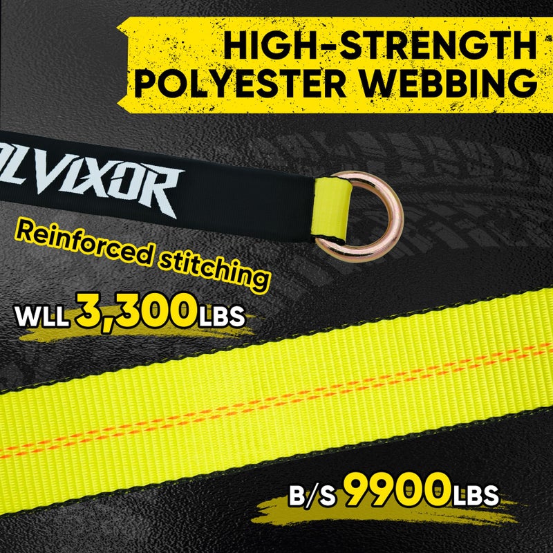 Bolvixor 4 Pack Car Tie Down Straps for Trailers - 2" x 96" - 9900LBS Break Strength - Heavy Duty Tire Ratchet Straps with Flat Hooks for Hauling UTV, SUV, Truck, Any Cars - Image 4