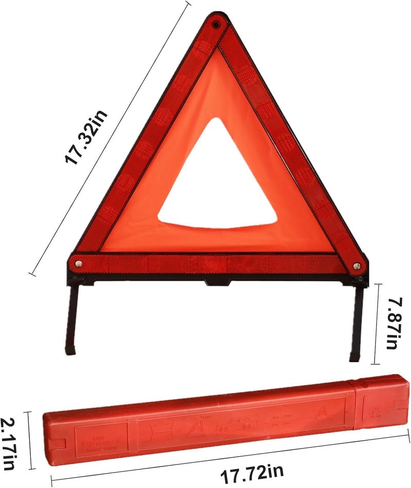 KAFEEK Reflective Warning Triangle for Vehicles, Emergency Warning Triangle Roadside Safety Triangle Kits, Day and Night Visibility for Car Breakdowns, Accidents, Fog Rain, 3-Pack - Image 3