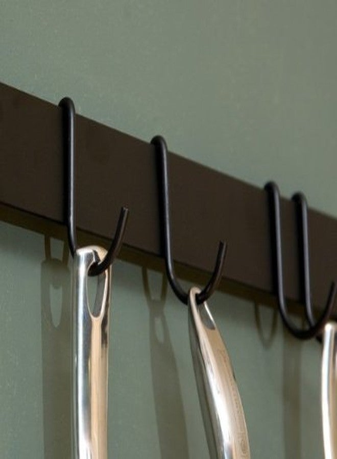 Rogar 36" Wall Mounted Bar Rack in Black with Black Hooks - Image 4