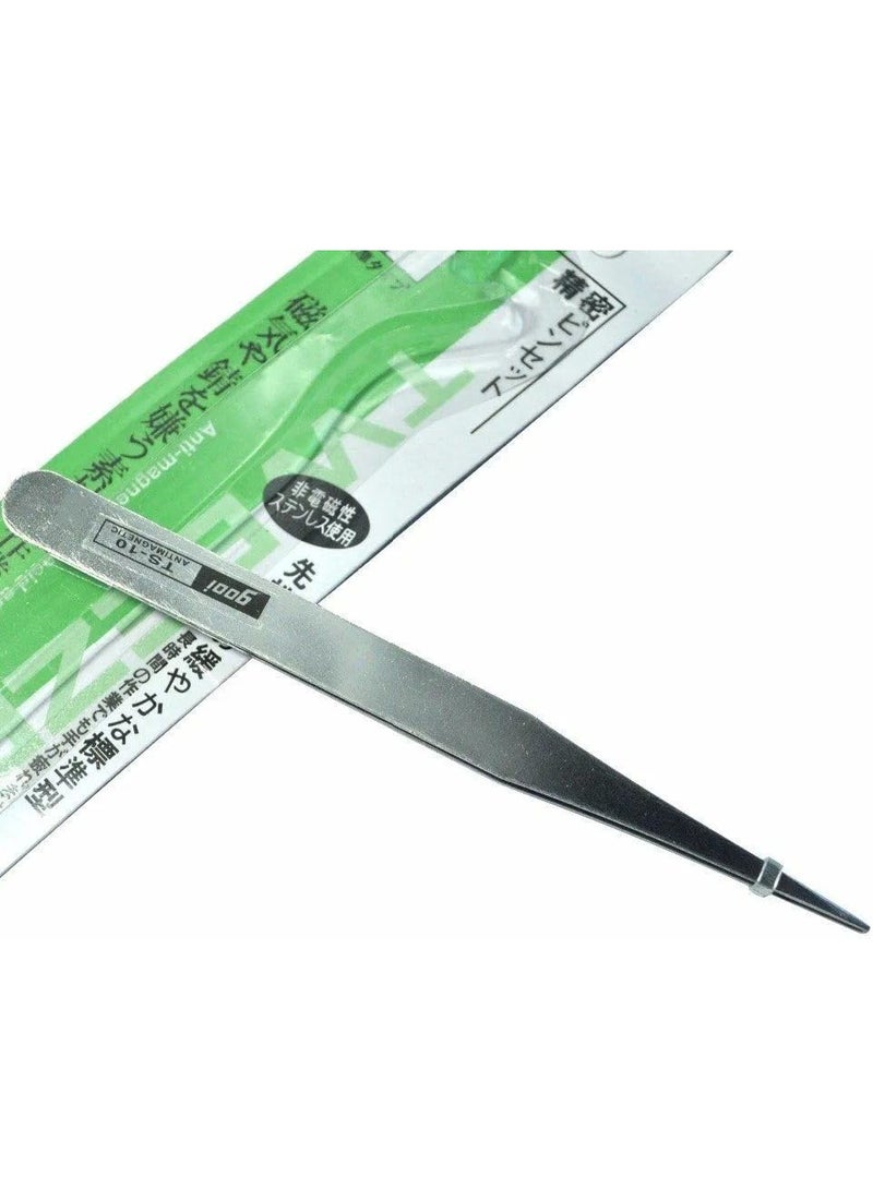 High Precision Stainless Steel Straight Tweezers Anti-Magnetic Anti-Acid Silver - Image 1