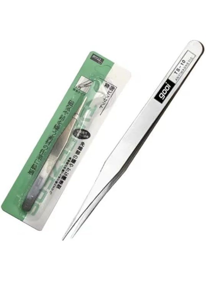 High Precision Stainless Steel Straight Tweezers Anti-Magnetic Anti-Acid Silver - Image 2