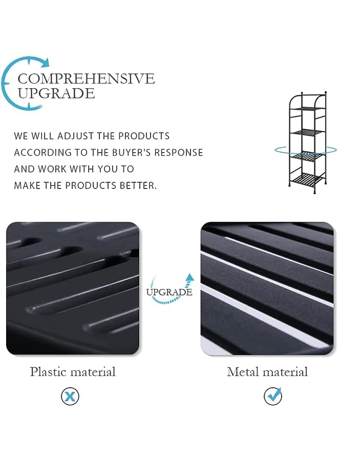 Raxoom Bathroom Storage Open Shelf Unit,Storage Shelf Rack,Free-Standing Metal Corner Rack 5 Tier Bathroom Storage Open Shelf Unit,Storage Shelf Rack (Black, 4-Tier) - Image 5