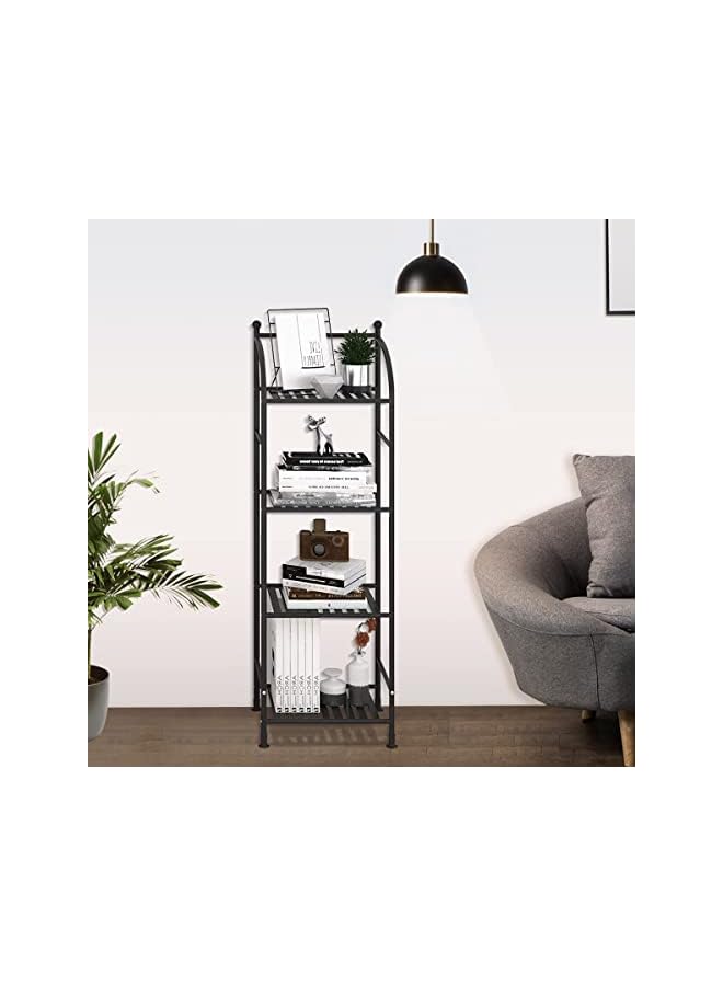 Raxoom Bathroom Storage Open Shelf Unit,Storage Shelf Rack,Free-Standing Metal Corner Rack 5 Tier Bathroom Storage Open Shelf Unit,Storage Shelf Rack (Black, 4-Tier) - Image 3