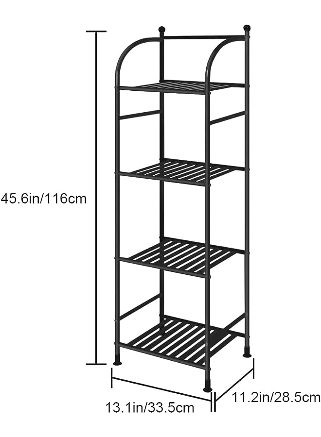 Raxoom Bathroom Storage Open Shelf Unit,Storage Shelf Rack,Free-Standing Metal Corner Rack 5 Tier Bathroom Storage Open Shelf Unit,Storage Shelf Rack (Black, 4-Tier) - Image 4