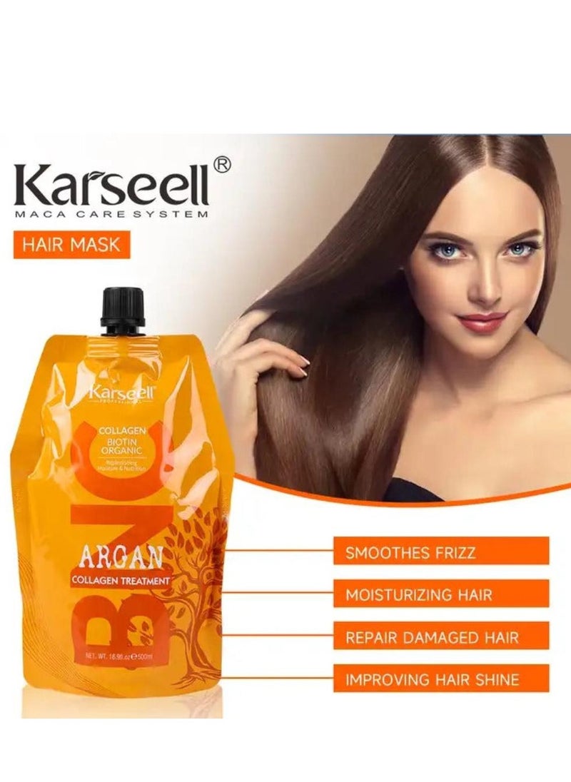 Karseell Karseell BNC Collagen Hair Treatment Mask - Deep Repair Conditioning Argan Oil Collagen Hair Mask Essence For Dry & Damaged Hair - 16.90 oz 500ml  - Image 3