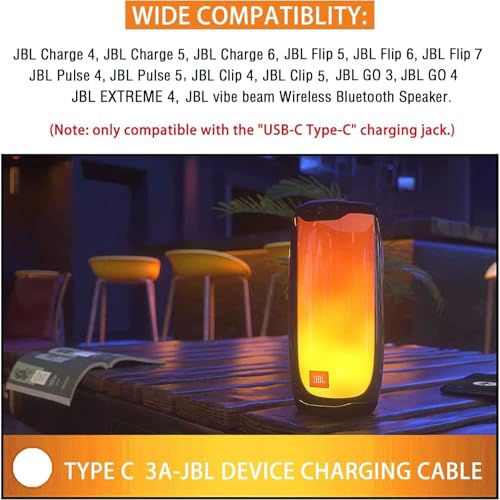 Hyacinyh Fast Charger Charging Cable Cord Compatible with for JBL Charge 4,Charge5,Charge 6,JBL Flip 5, Flip 6, Flip 7,JBL Pulse 4, Pulse 5, Clip4, Clip5, JRPOP, Wireless Bluetooth Earphones Speakers - Image 4