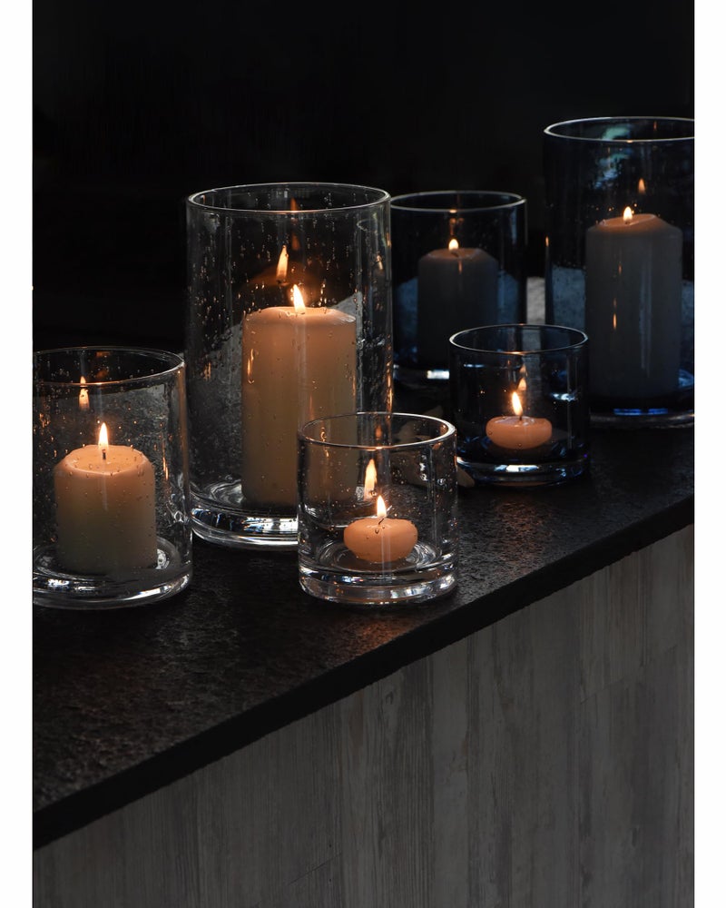 ARIAMOTION Hurricane Glass Candle Holders Set, Pillar Votive,Clear Seeded Bubbles Cylinder Vase,Modern Rustic Table Centerpieces Bulk, 3 Sizes 8 Inch 5 Inch 3.5 Inch Height - Image 4