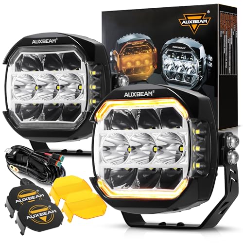 Auxbeam 5Inch LED Offroad Lights, 270° Ultra-Wide Ditch Lights Side Shooter Driving Pods with W/A DRL+Turn Signal Light, 174W XP-Ultra Series Spot Flood Combo Cube Fog Light with Yellow/Black Cover - Image 1