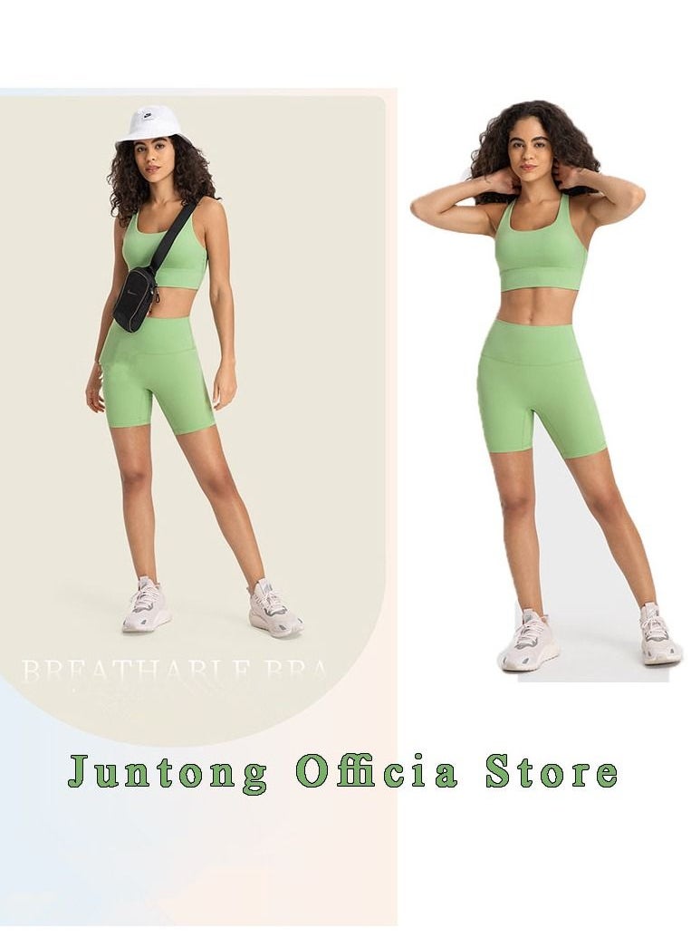 NIBEMINENT - Women's Fitness Set 2-piece Seamless Vest+High Waisted Shorts Yoga Suit - Image 1