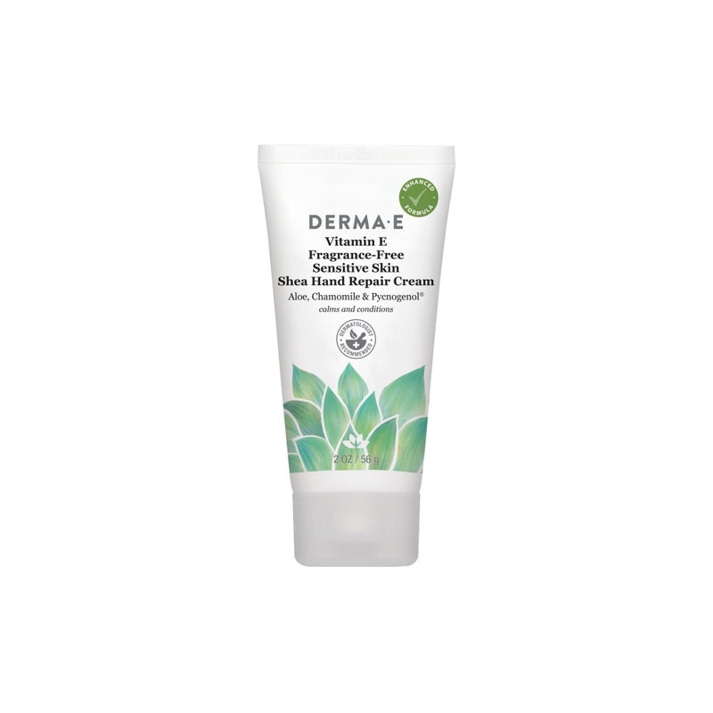 derma-e Derma E Vitamin E Fragrance Free Sensitive Skin Shea Hand Repair Cream  Intensive Therapy Hand Cream  Cruelty Free Unscented Lotion for Dry or Cracked Skin 2 oz