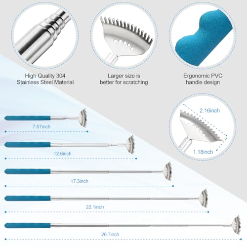 Yeipis 3 Pack Different Back Scratcher Metal Portable Telescoping Back scratchers, Extendable Back Massager Tool with Beautiful Box, Great Stocking Stuffers for Men Women Kids Adults（Blue） - Image 5