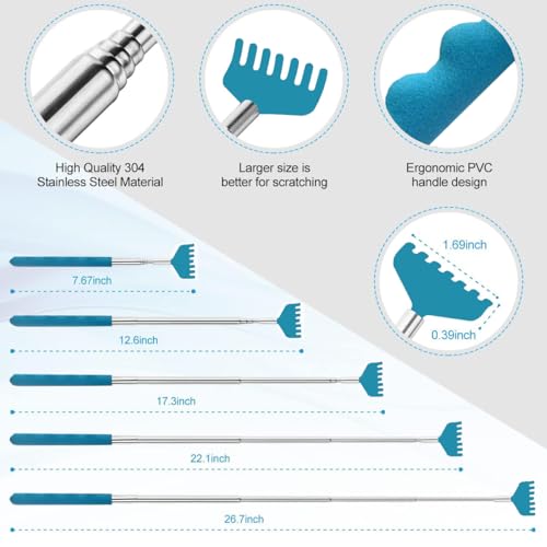 Yeipis 3 Pack Different Back Scratcher Metal Portable Telescoping Back scratchers, Extendable Back Massager Tool with Beautiful Box, Great Stocking Stuffers for Men Women Kids Adults（Blue） - Image 4