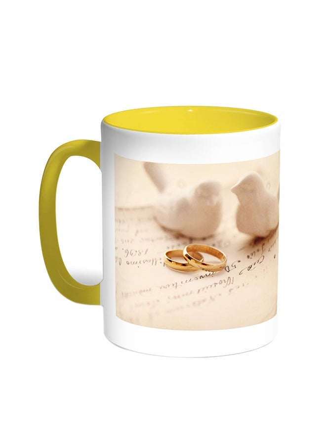 RYN Engagement Rings Printed Coffee Mug Yellow/White 11ounce 