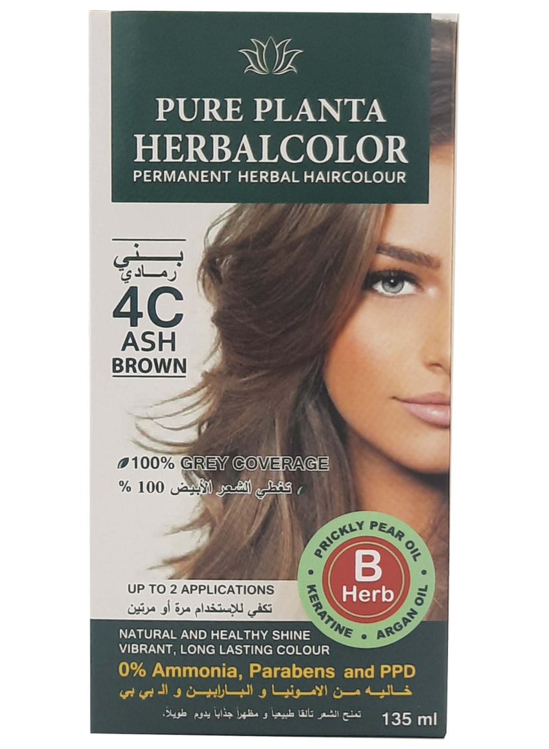 بيور بلانتا صبغة الشعر الدائمة من الأعشاب 4C بني رمادي 135ملليلتر - Image 3