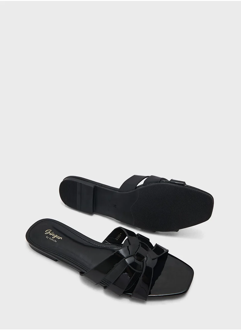Ginger Interwoven Patent Flat Sandal