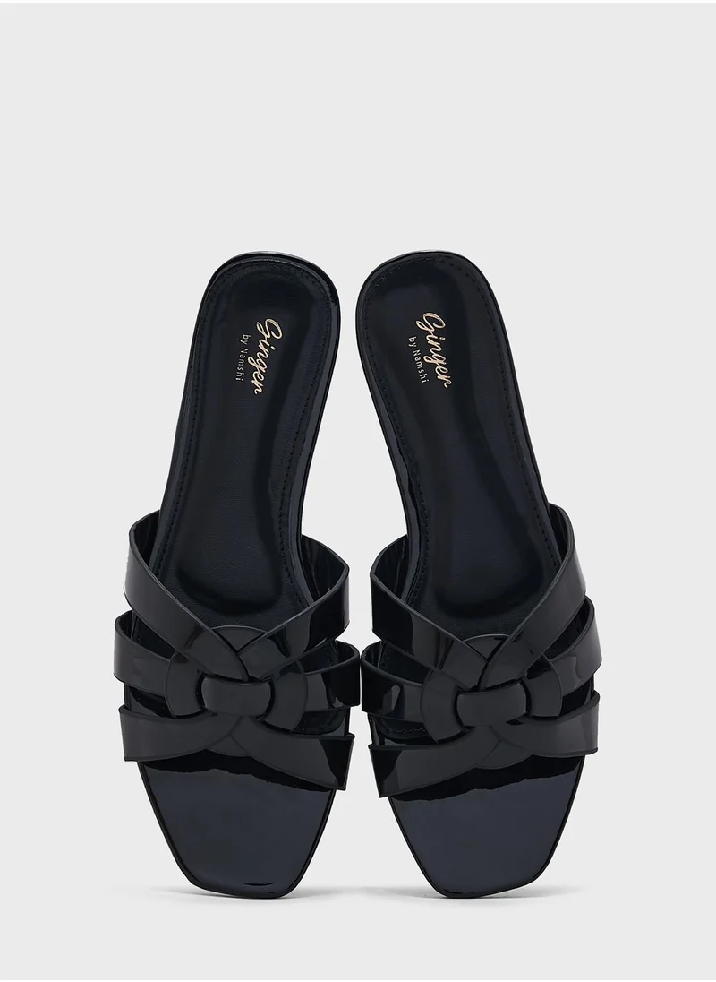 Ginger Interwoven Patent Flat Sandal