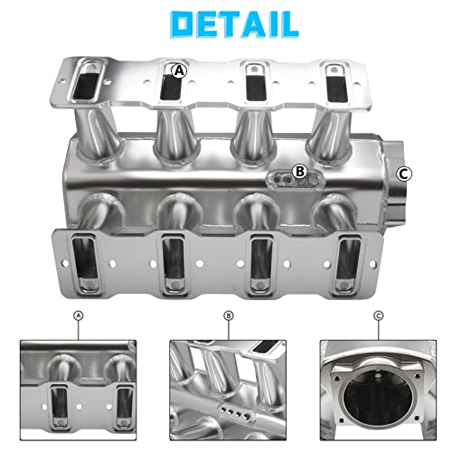 YESHMA For LS LS1 LS2 LS6 Intake Manifold Compatible with Chevy 4.8L 5.3L 5.7L 6.0L (92MM Silver) - Image 2