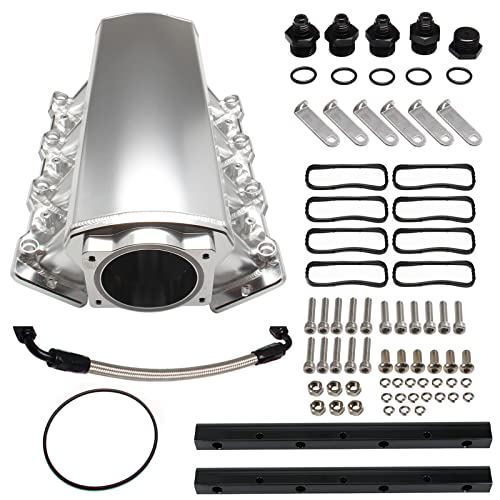 YESHMA For LS LS1 LS2 LS6 Intake Manifold Compatible with Chevy 4.8L 5.3L 5.7L 6.0L (92MM Silver) - Image 1