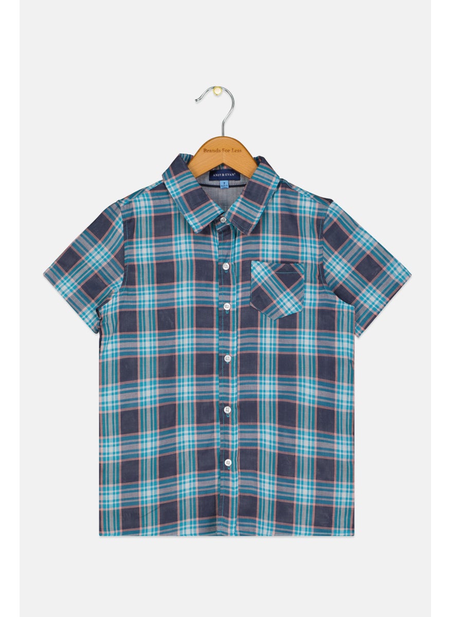 Andy & Evan Kids Boy Plaid Short Sleeves Casual Shirt, Multicolor 