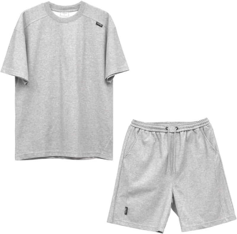 Cedro Men's Oversize Logo T-Shirt and Shorts Set in Grey - Image 1