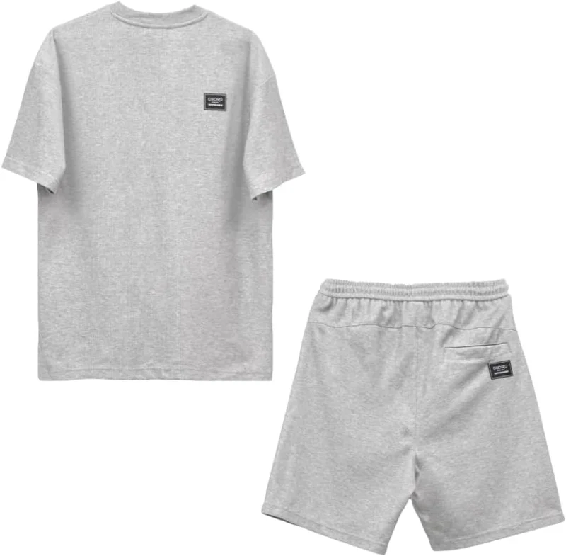 سيدرو Cedro Men's Oversize Logo T-Shirt and Shorts Set in Grey