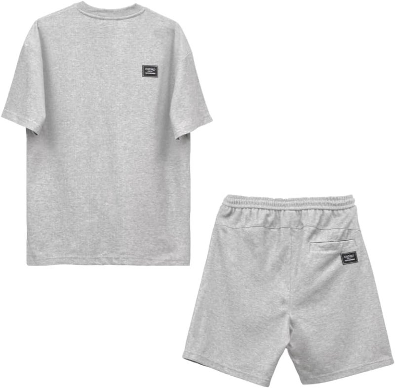Cedro Men's Oversize Logo T-Shirt and Shorts Set in Grey - Image 2
