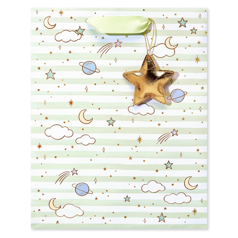 Papyrus 13" Large Gift Bag (Celestial with Stripes) for Baby Showers, Bridal Showers, Birthdays and All Occasions (1 Bag) - Image 2