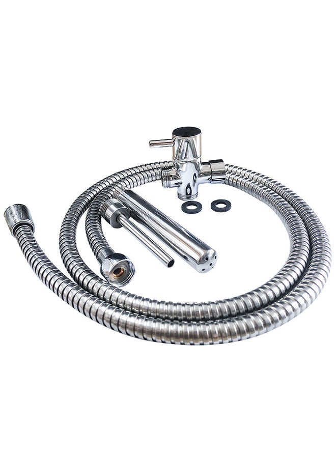 Shower System, 1.5m Shower Kit Stainless Bidets Kit with 2 Bathroom Handheld Nozzles and Water Flow Regulator Knob Cleaning Kit - Image 1