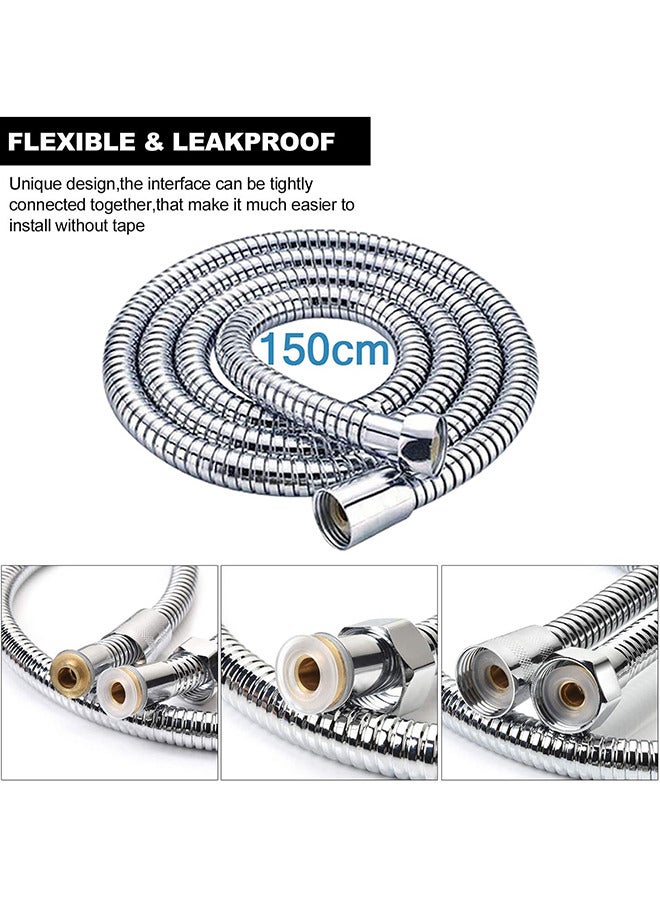 Shower System, 1.5m Shower Kit Stainless Bidets Kit with 2 Bathroom Handheld Nozzles and Water Flow Regulator Knob Cleaning Kit - Image 4