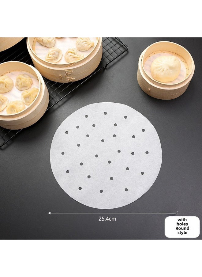 Generic Food Grade Disposable Steamer Paper Non-stick Steaming Paper Household Steamed Bun Paper For Steamed Bread Air Fryer Paper-Color:500 Tablets (family Half A Year Available)-Specifications:10 Inches (25cm)  - Image 1