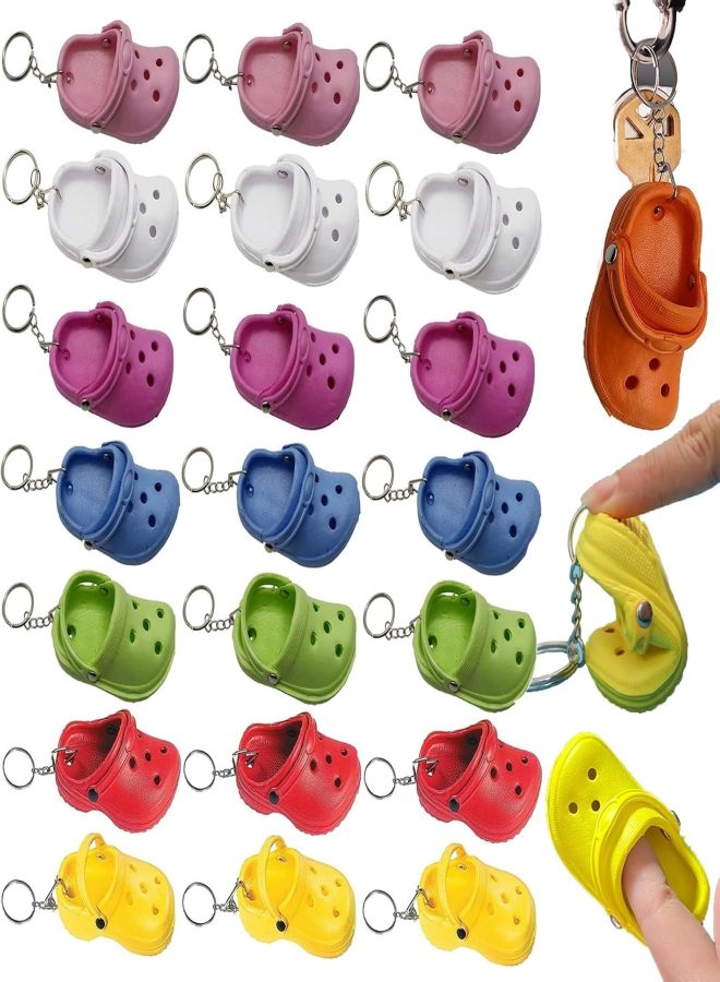 21 pieces of cute shoe ornaments pendant DIY hole shoes pendant keychain color - Image 1