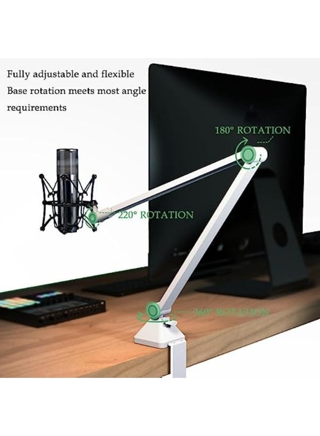 والالا حامل ميكروفون مكتبي قابل للتعديل - ذراع ذراع قابل للطي بسعة تحميل ٣ كجم، حامل ميكروفون منخفض الارتفاع للبث المباشر والألعاب والبودكاست والاستوديو والمكتب | ذراع تعليق محمول، مشبك وبرغي، لا يتطلب حفرًا - Image 2