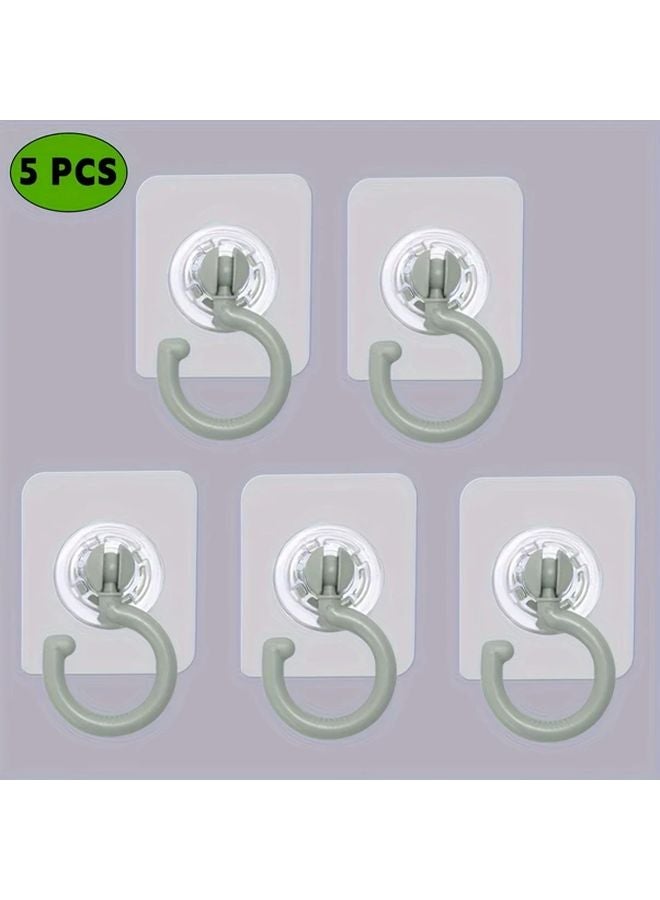 5 قطع من الخطافات اللاصقة الدوارة الرمادية للسقف، سهلة التركيب بدون حفر، لتزيين المنزل والحديقة - Image 1