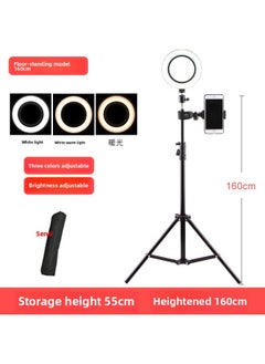 Spot Led Ring Light Mobile Phone Selfie Live Network Red Anchor Round Fill Light Photography Bracket Shooting-Color:160cm Bracket +16cm Fill Light + Mobile Phone Clip