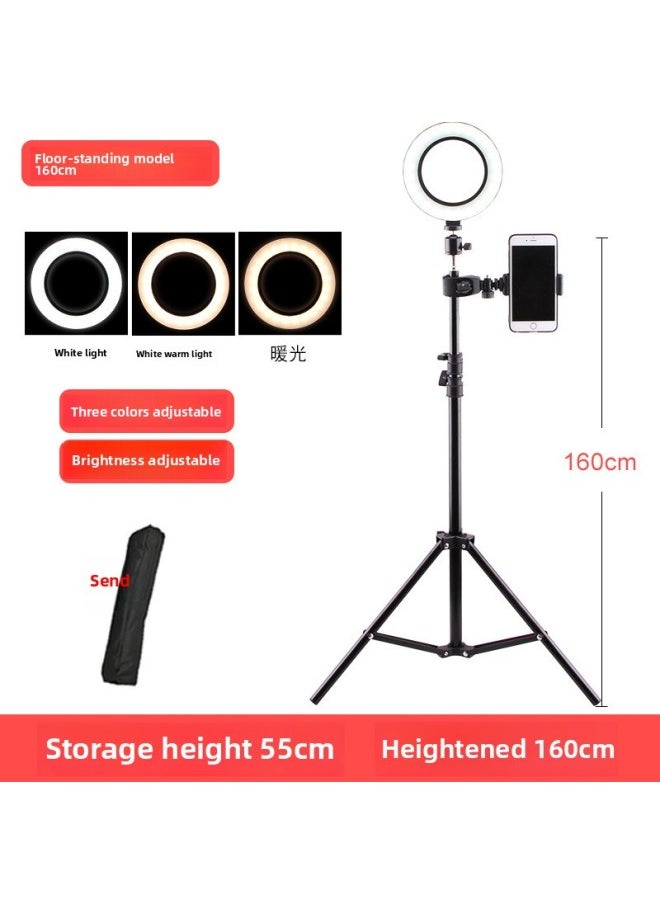 Generic - Spot Led Ring Light Mobile Phone Selfie Live Network Red Anchor Round Fill Light Photography Bracket Shooting-Color:160cm Bracket +16cm Fill Light + Mobile Phone Clip - Image 1
