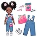UNICORN ELEMENT Black Baby Doll with TieDye Rainbow Top and Clothes Set 145 Inch Silicone Realistic Girl Doll - Image 2