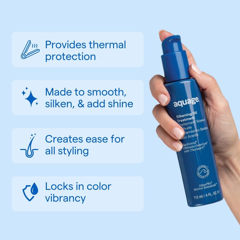 AQUAGE SeaExtend Silkening Oil Treatment, Ultra-Light Formula Smooths, Silkens and Adds Brilliant Shine, 4 oz - Image 4