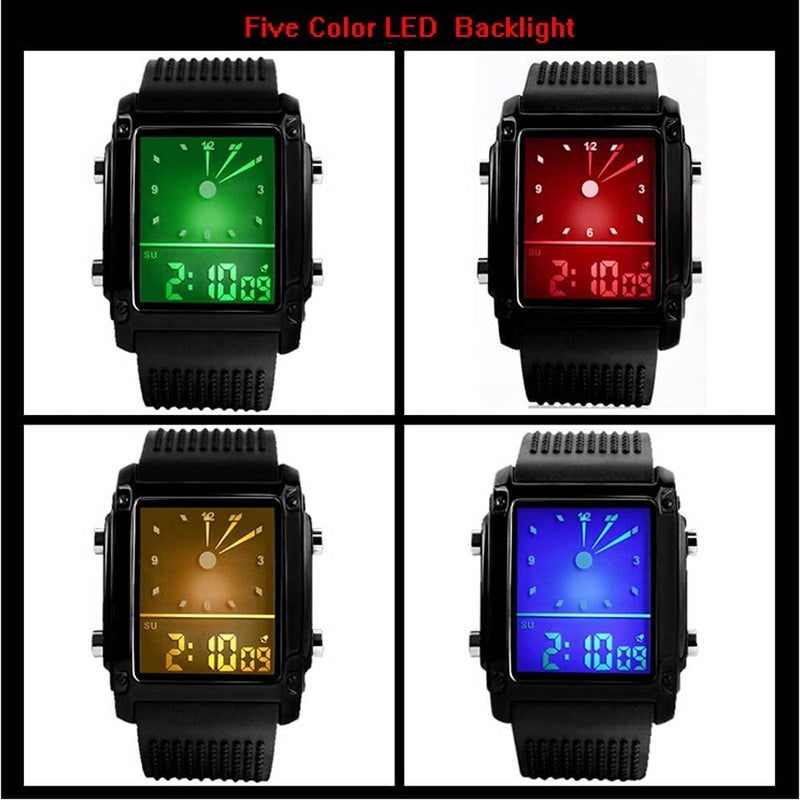 MASTOP Dual Time Display LED Digital Jelly Electronic Sport Watch for Unisex Waterproof ï¼ˆBlackï¼‰ - Image 2
