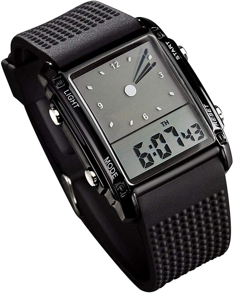 MASTOP Dual Time Display LED Digital Jelly Electronic Sport Watch for Unisex Waterproof ï¼ˆBlackï¼‰ - Image 1