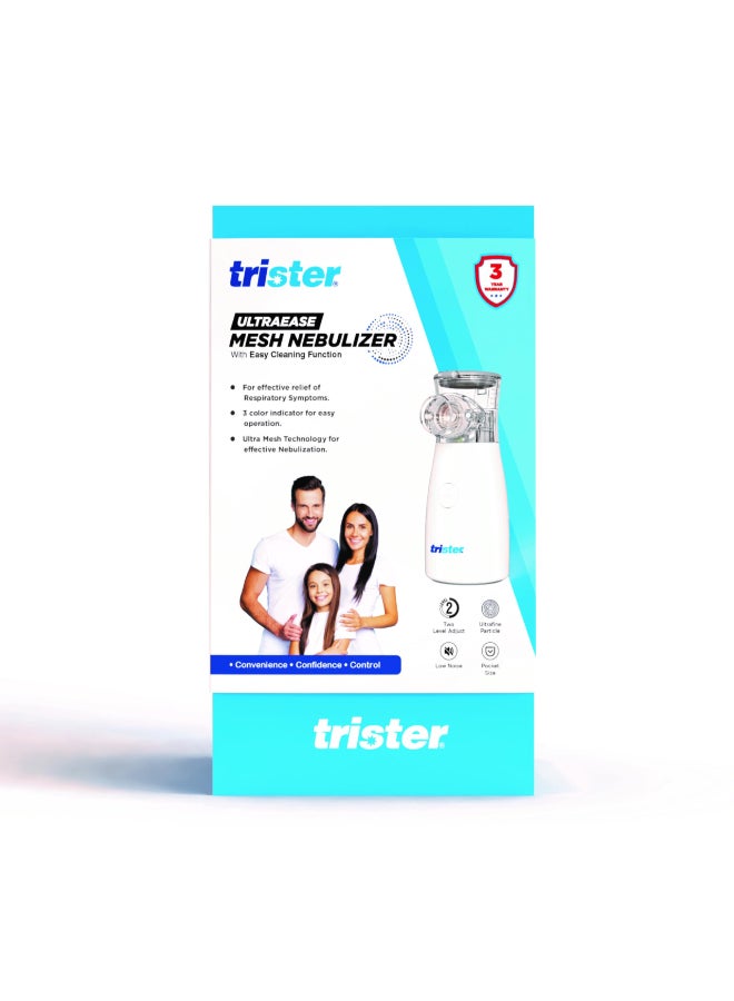 trister Ultraease Mesh Nebulizer TS‑143NZM — Solution For Multiple Respiratory Discomfort, Easy Inhale, Level Adjustment, Ultrafine Particles, Portable, White - Image 3