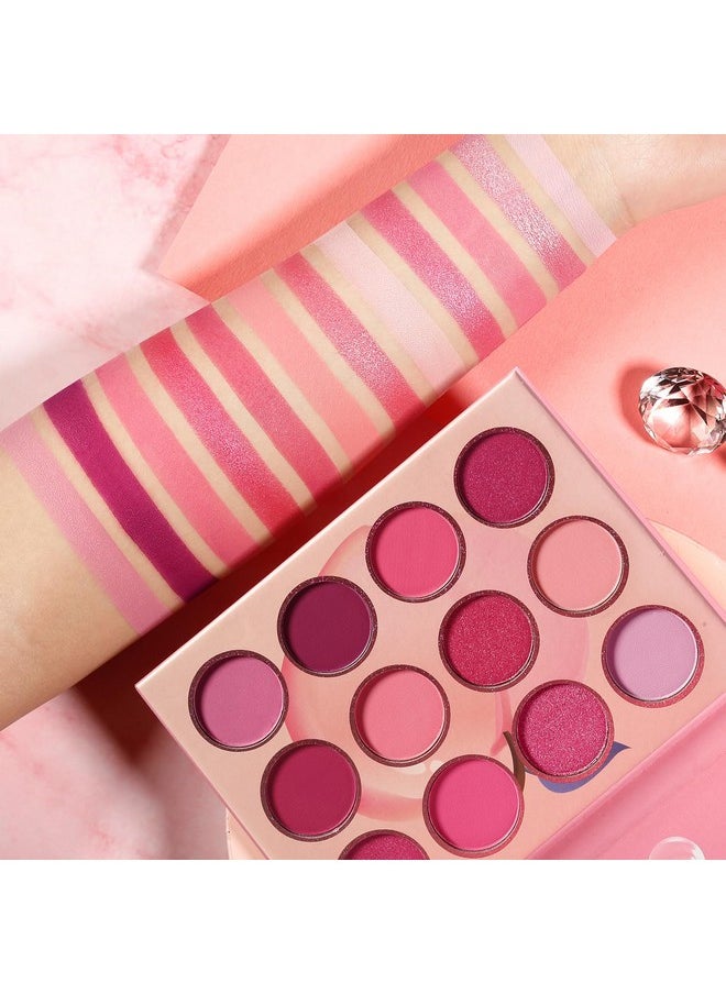 DE'LANCI - Pink Purple Eyeshadow Palette, 12 Colors High Pigment Matte Shimmer Barbie Eye Shadow Makeup Pallet, Small Bright Peach Red Eyeshadow Pallets, Long Lasting Shades For Girl Women Summer Travel - Image 1